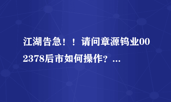 江湖告急！！请问章源钨业002378后市如何操作？(成本价38.13)千恩万谢啊！