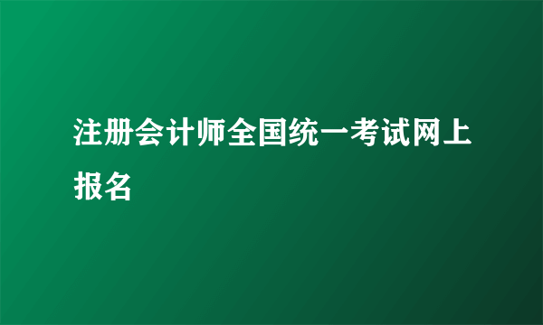 注册会计师全国统一考试网上报名