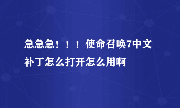 急急急！！！使命召唤7中文补丁怎么打开怎么用啊