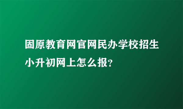 固原教育网官网民办学校招生小升初网上怎么报？