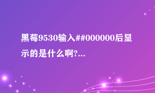 黑莓9530输入##000000后显示的是什么啊?都代表什么意思啊？？