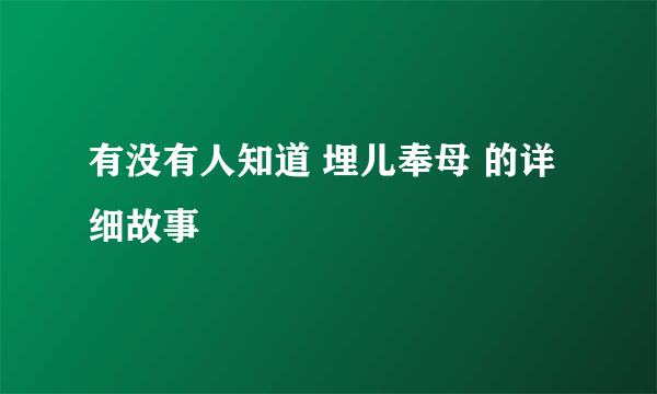 有没有人知道 埋儿奉母 的详细故事