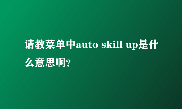 请教菜单中auto skill up是什么意思啊？