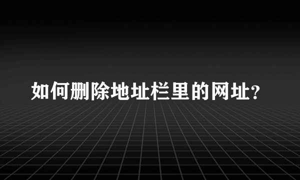 如何删除地址栏里的网址？