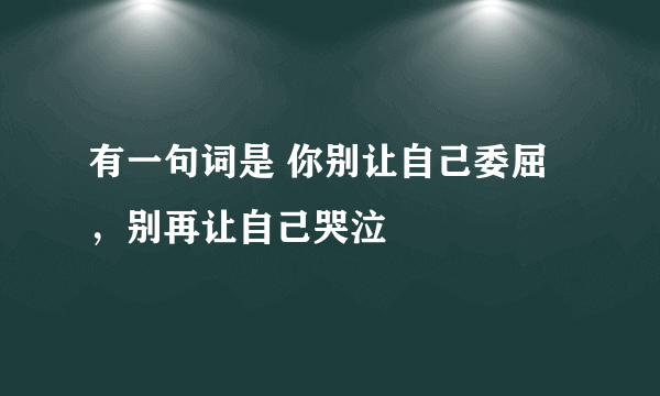 有一句词是 你别让自己委屈，别再让自己哭泣