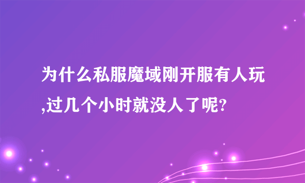 为什么私服魔域刚开服有人玩,过几个小时就没人了呢?