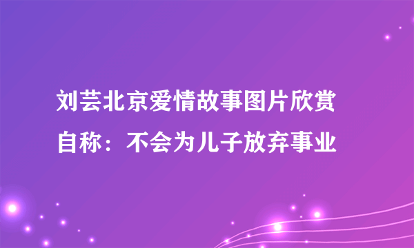 刘芸北京爱情故事图片欣赏 自称：不会为儿子放弃事业