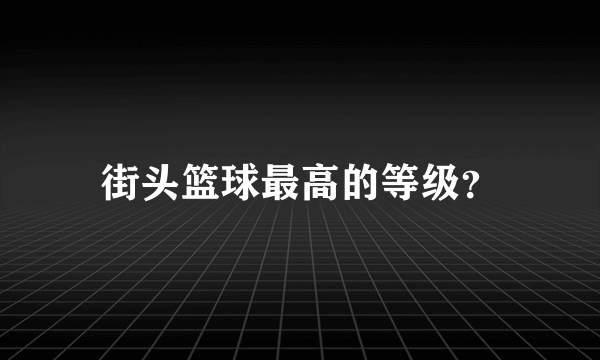 街头篮球最高的等级？