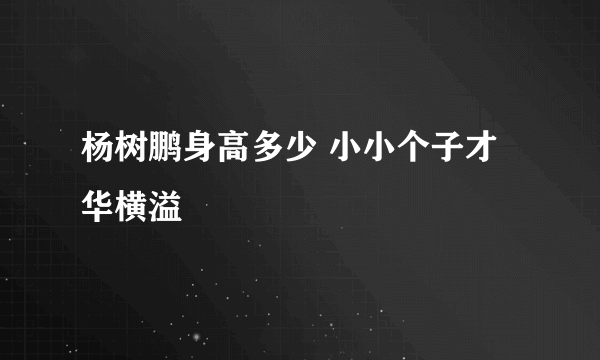 杨树鹏身高多少 小小个子才华横溢