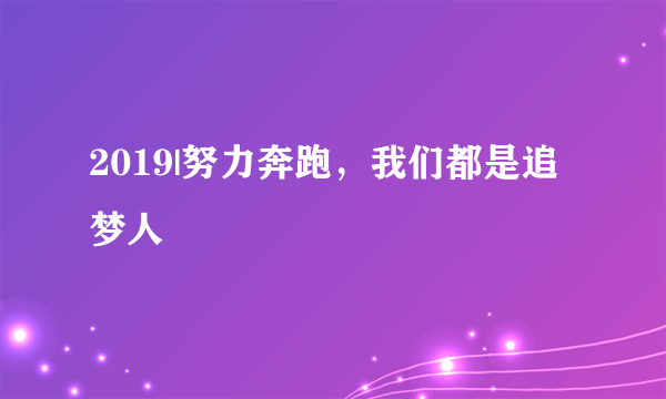 2019|努力奔跑，我们都是追梦人