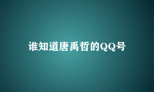 谁知道唐禹哲的QQ号