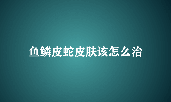 鱼鳞皮蛇皮肤该怎么治