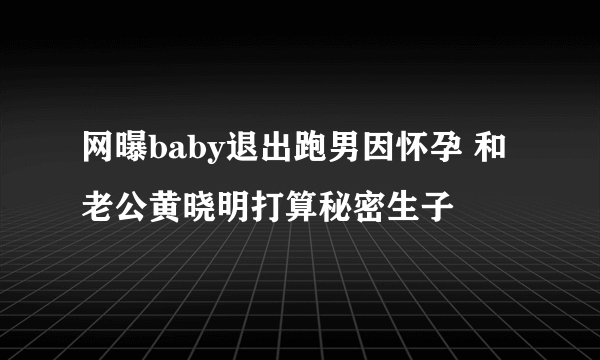 网曝baby退出跑男因怀孕 和老公黄晓明打算秘密生子