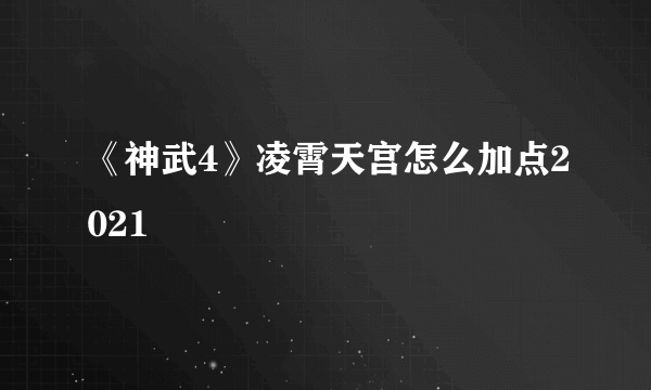 《神武4》凌霄天宫怎么加点2021