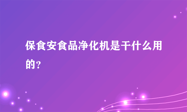 保食安食品净化机是干什么用的？