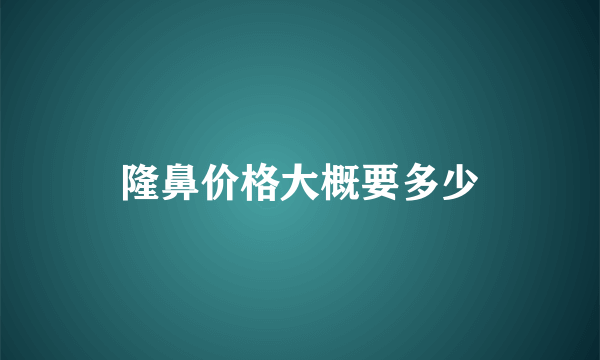 隆鼻价格大概要多少