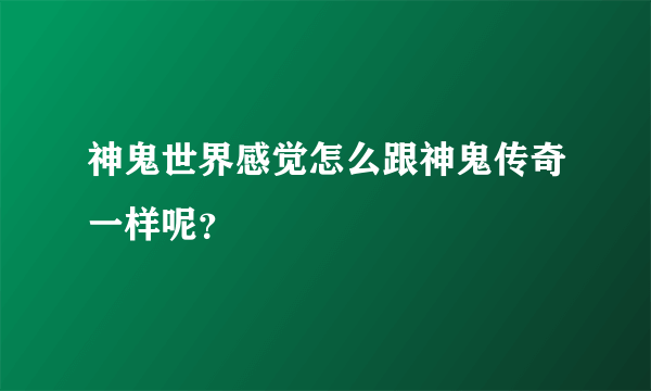 神鬼世界感觉怎么跟神鬼传奇一样呢？