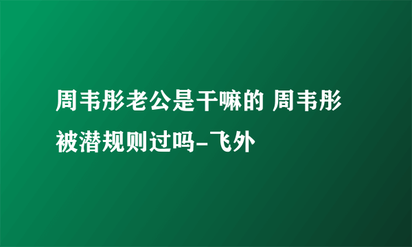 周韦彤老公是干嘛的 周韦彤被潜规则过吗-飞外