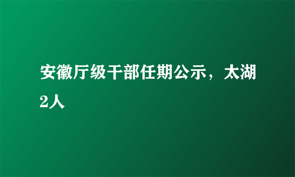 安徽厅级干部任期公示，太湖2人