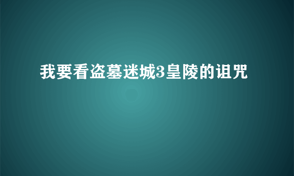 我要看盗墓迷城3皇陵的诅咒