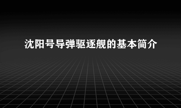 沈阳号导弹驱逐舰的基本简介