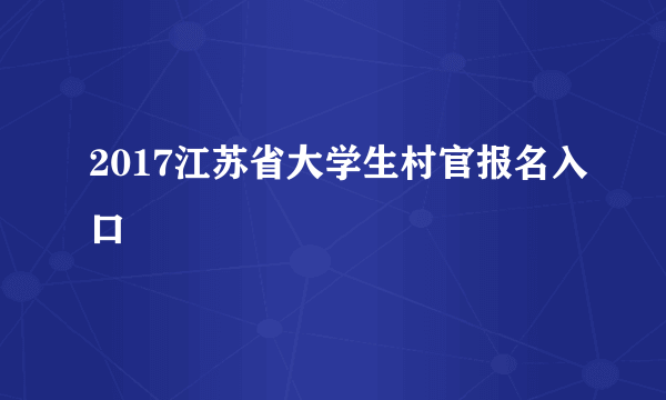 2017江苏省大学生村官报名入口