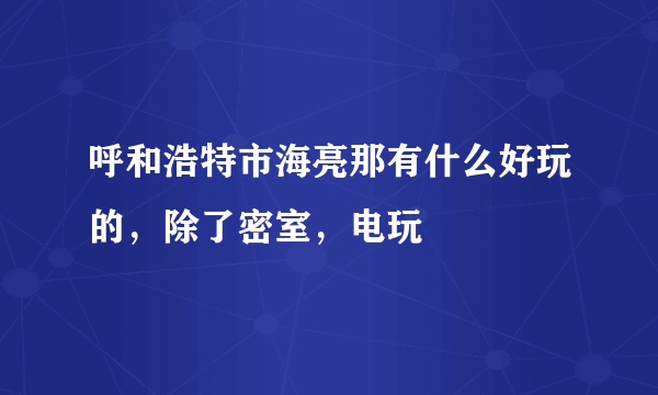 呼和浩特市海亮那有什么好玩的，除了密室，电玩