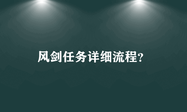 风剑任务详细流程？