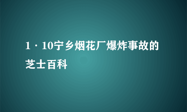 1·10宁乡烟花厂爆炸事故的芝士百科