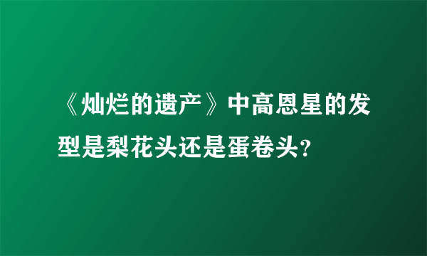 《灿烂的遗产》中高恩星的发型是梨花头还是蛋卷头？