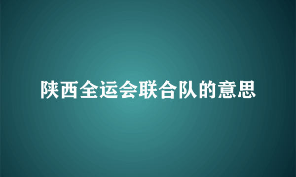 陕西全运会联合队的意思