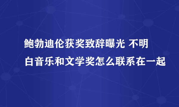 鲍勃迪伦获奖致辞曝光 不明白音乐和文学奖怎么联系在一起