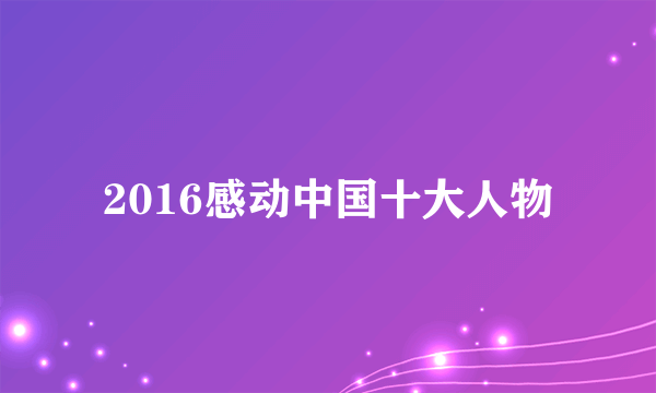 2016感动中国十大人物