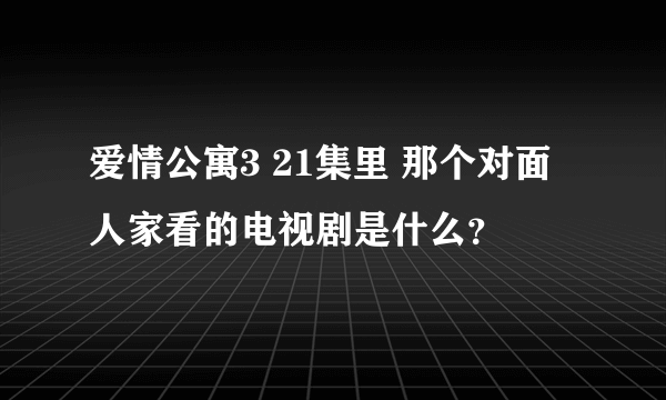 爱情公寓3 21集里 那个对面人家看的电视剧是什么？