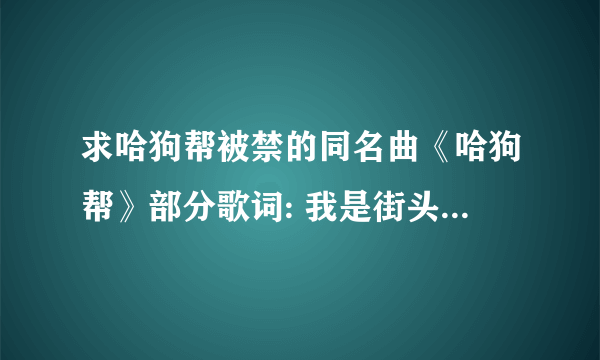 求哈狗帮被禁的同名曲《哈狗帮》部分歌词: 我是街头传教士 背hiphop十字