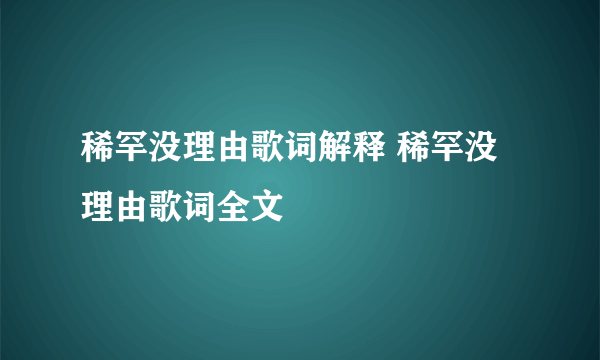 稀罕没理由歌词解释 稀罕没理由歌词全文