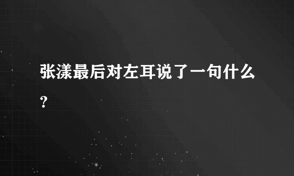 张漾最后对左耳说了一句什么？