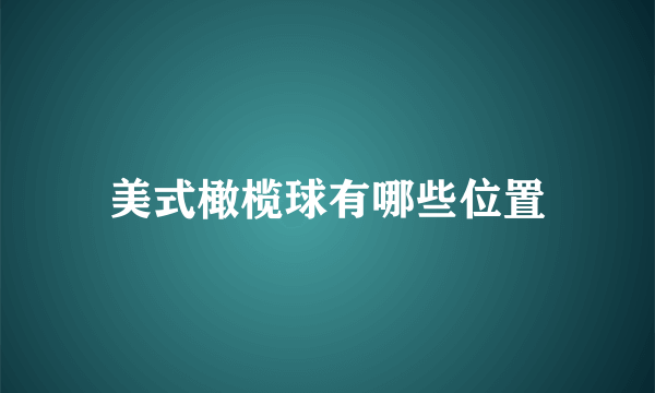 美式橄榄球有哪些位置