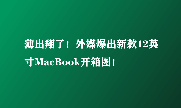 薄出翔了！外媒爆出新款12英寸MacBook开箱图！