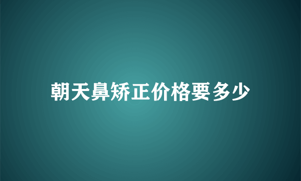 朝天鼻矫正价格要多少