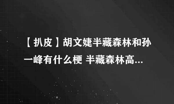 【扒皮】胡文婕半藏森林和孙一峰有什么梗 半藏森林高中黑历史怎么火的男朋友是谁