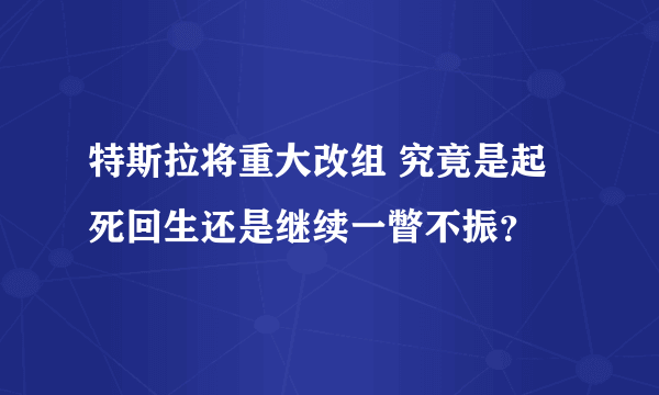 特斯拉将重大改组 究竟是起死回生还是继续一瞥不振？