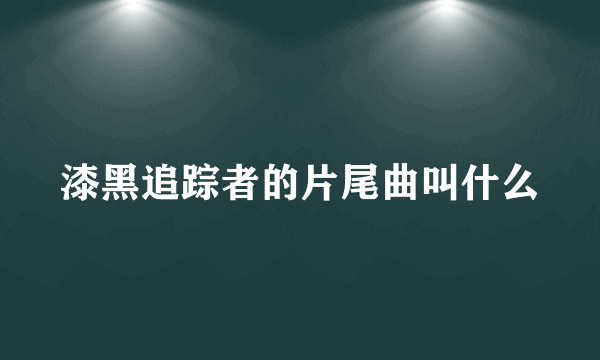 漆黑追踪者的片尾曲叫什么