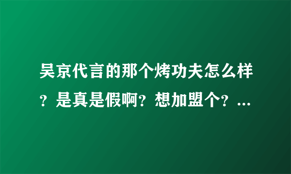 吴京代言的那个烤功夫怎么样？是真是假啊？想加盟个？有做过的老板没或去店里吃过的能详细的说怎么样？第