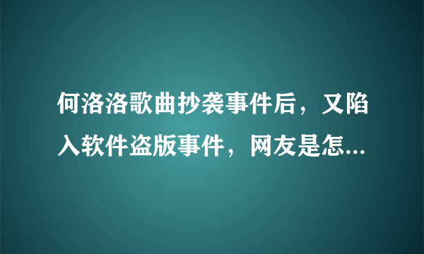 何洛洛歌曲抄袭事件后，又陷入软件盗版事件，网友是怎么评论的？