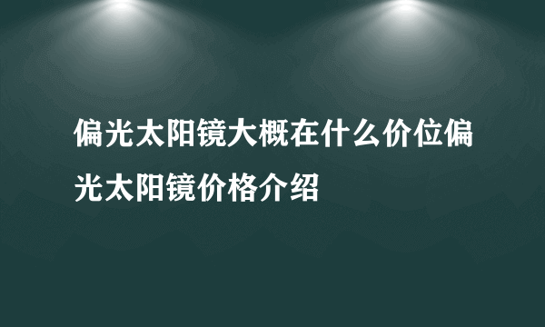 偏光太阳镜大概在什么价位偏光太阳镜价格介绍