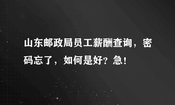 山东邮政局员工薪酬查询，密码忘了，如何是好？急！