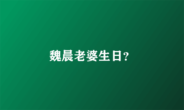 魏晨老婆生日？