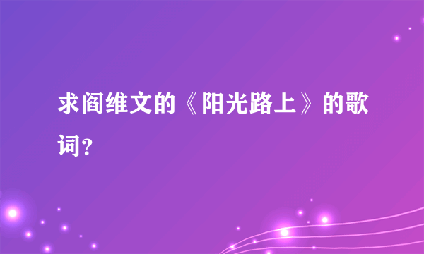 求阎维文的《阳光路上》的歌词？