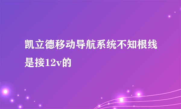 凯立德移动导航系统不知根线是接12v的